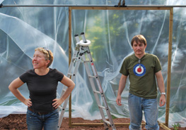 gill and casey in the poly tunnel
